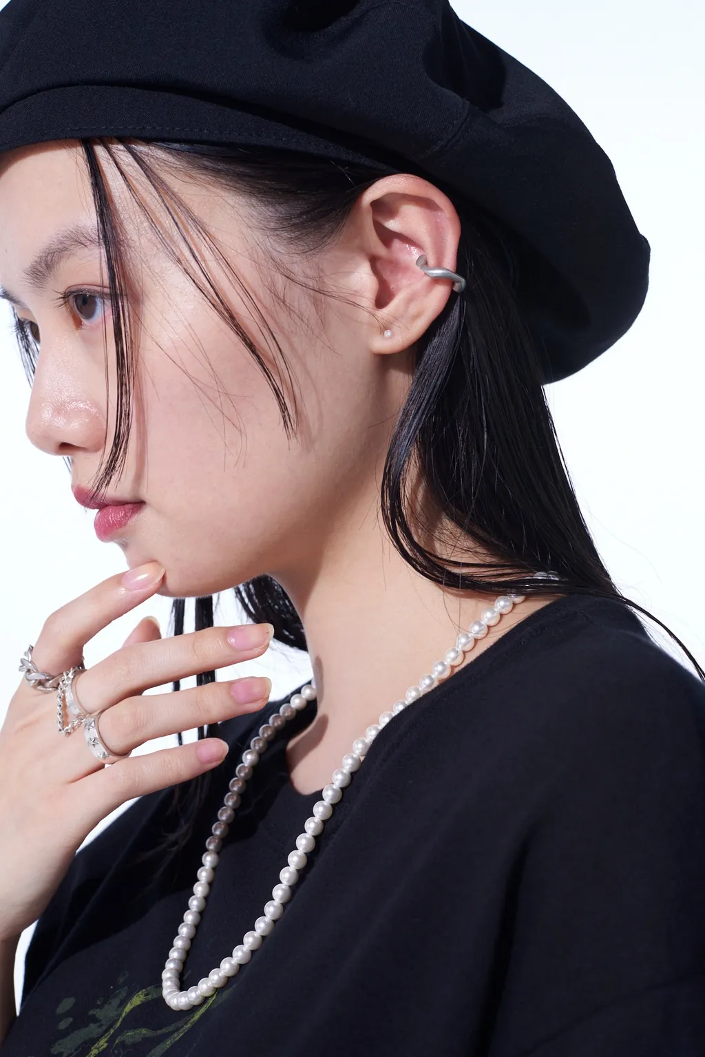 Brass Curved Chain Ear Cuff