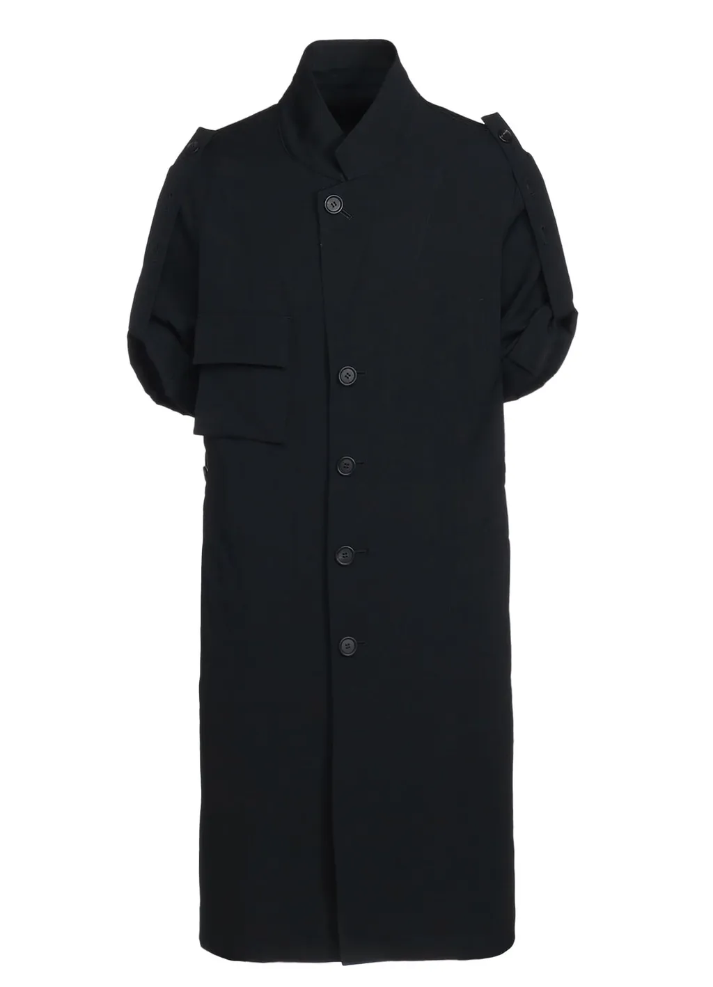 Washer Finished Wool Gabardine Long Jacket With Taped Sleeves