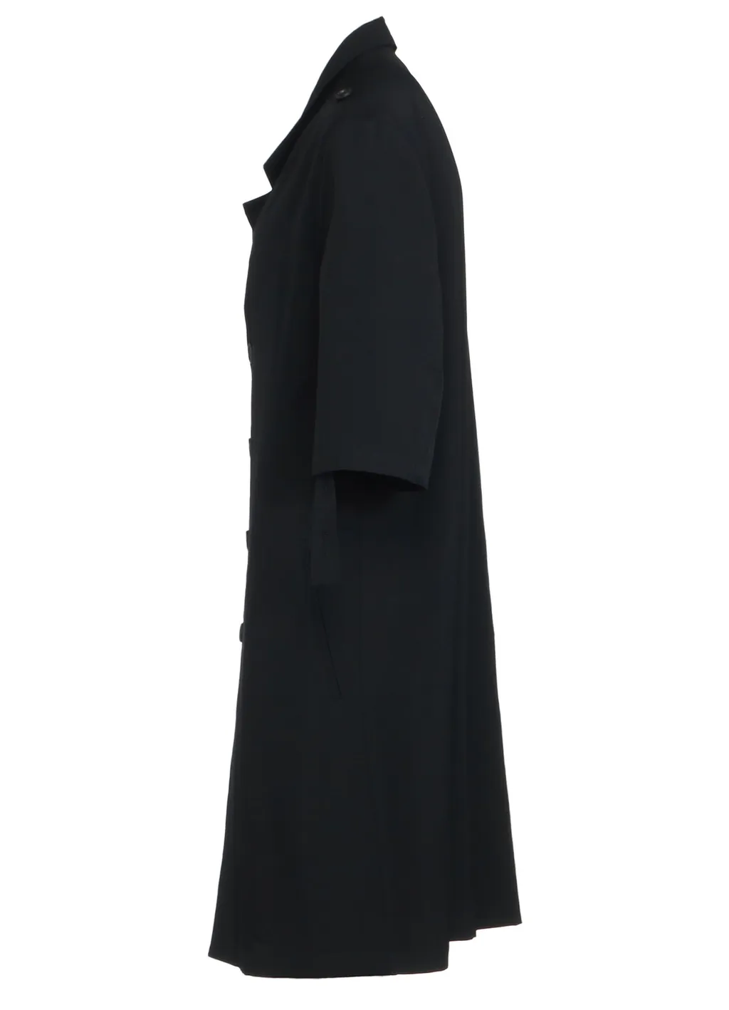 Washer Finished Wool Gabardine Long Jacket With Taped Sleeves