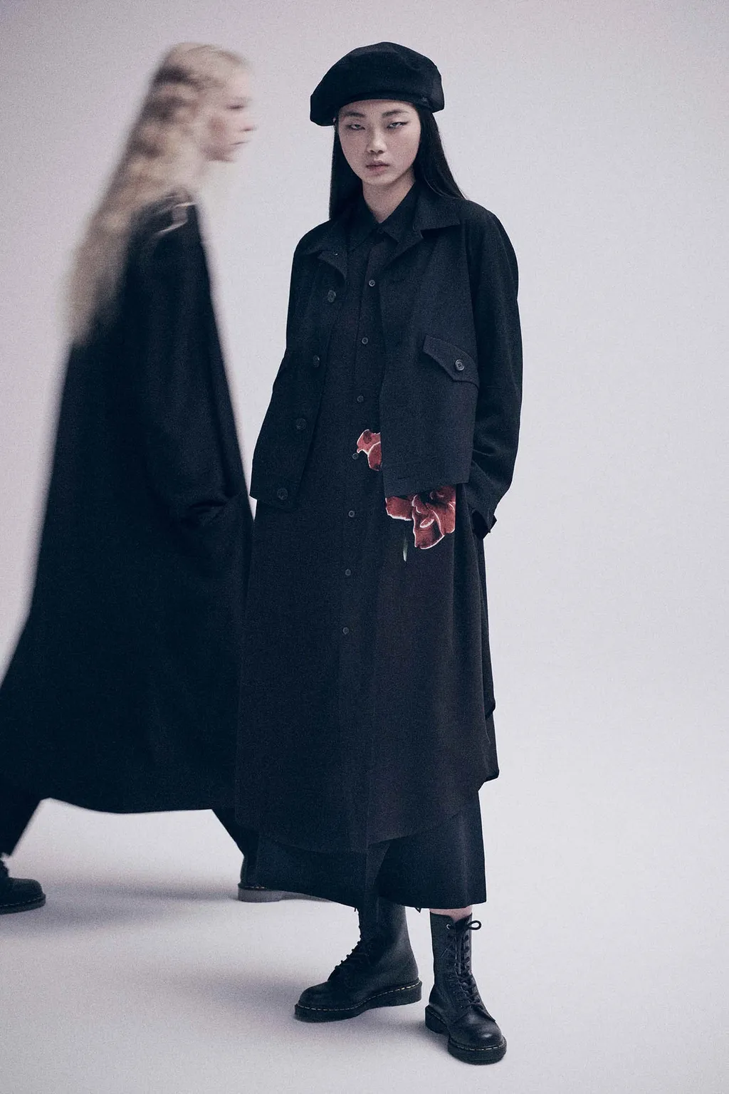 Washer Finished Wool Gabardine Open Collar Short Blouson