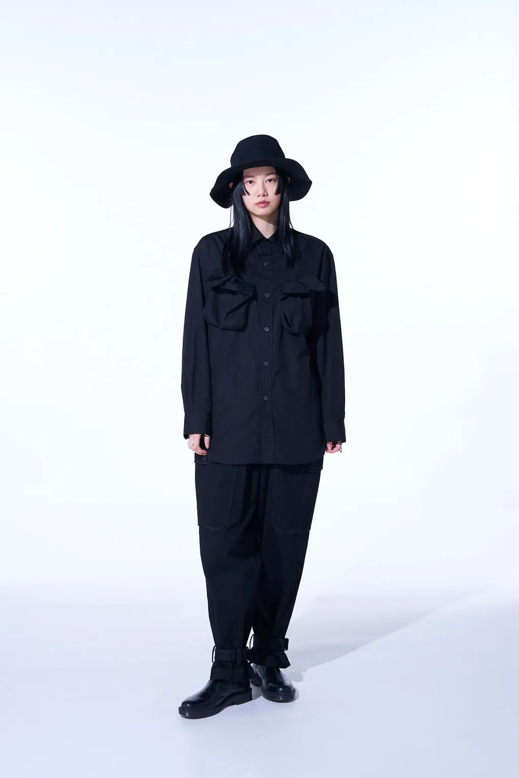 Cotton Broad Cloth Deconstructed Chest Pockets Shirt