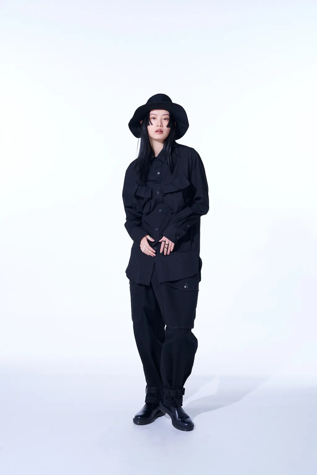 Cotton Broad Cloth Deconstructed Chest Pockets Shirt