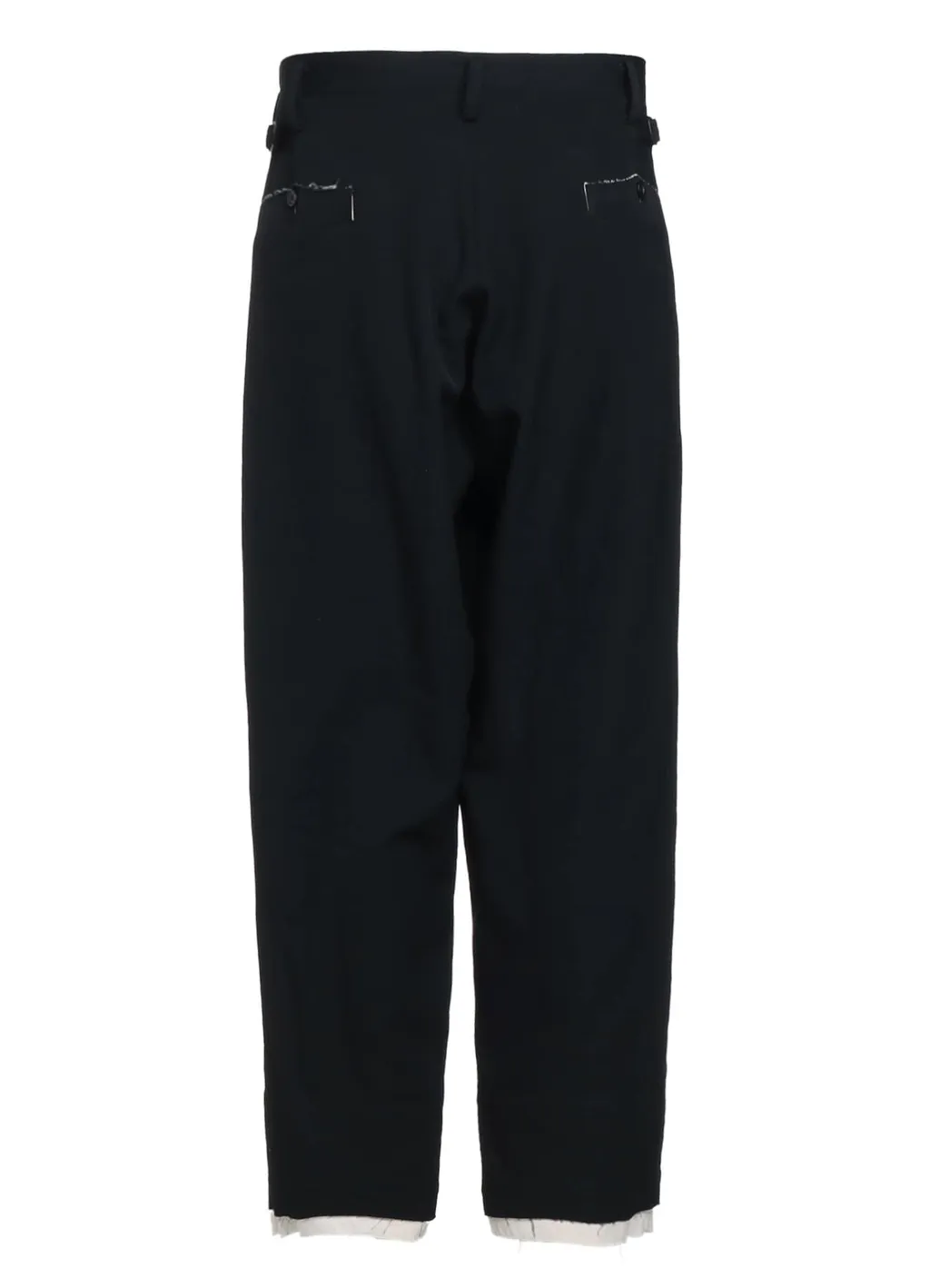Washer Finished Wool Gabardine 2-Tuck Pants With Cut-Out Hem Design