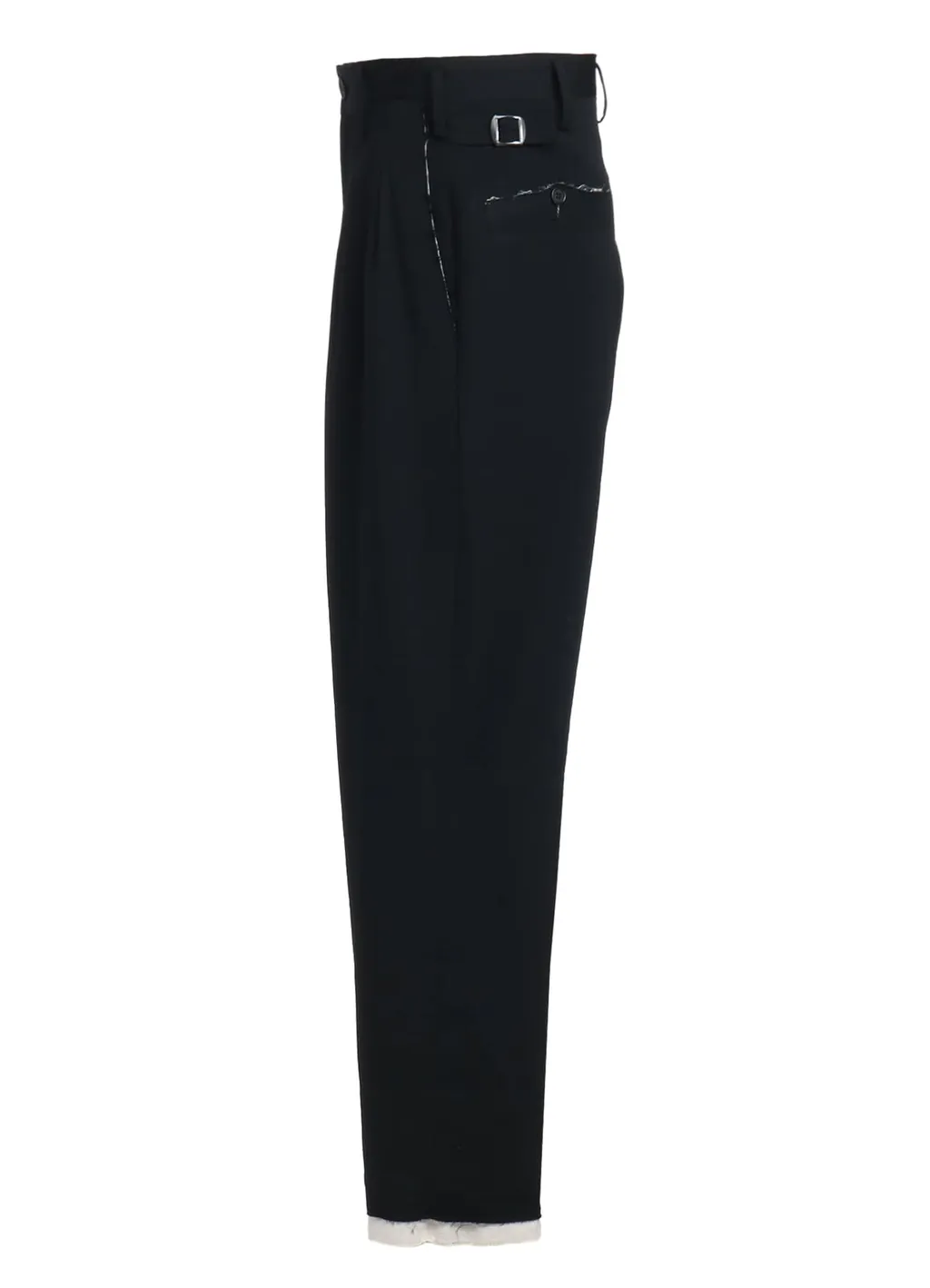 Washer Finished Wool Gabardine 2-Tuck Pants With Cut-Out Hem Design