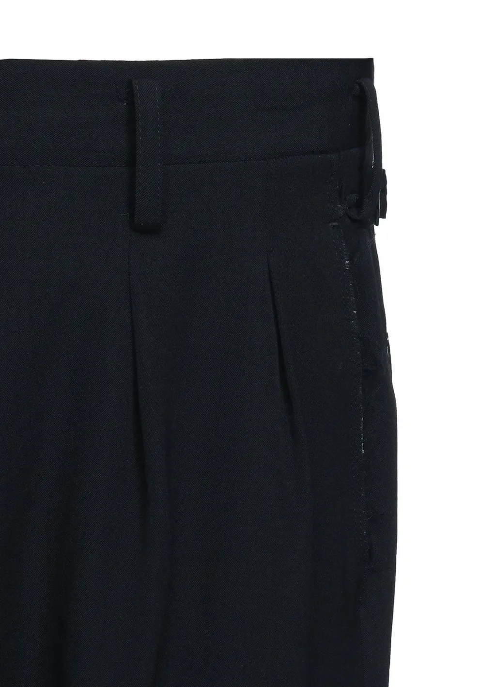 Washer Finished Wool Gabardine 2-Tuck Pants With Cut-Out Hem Design