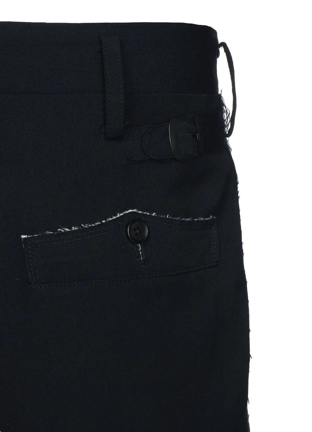 Washer Finished Wool Gabardine 2-Tuck Pants With Cut-Out Hem Design