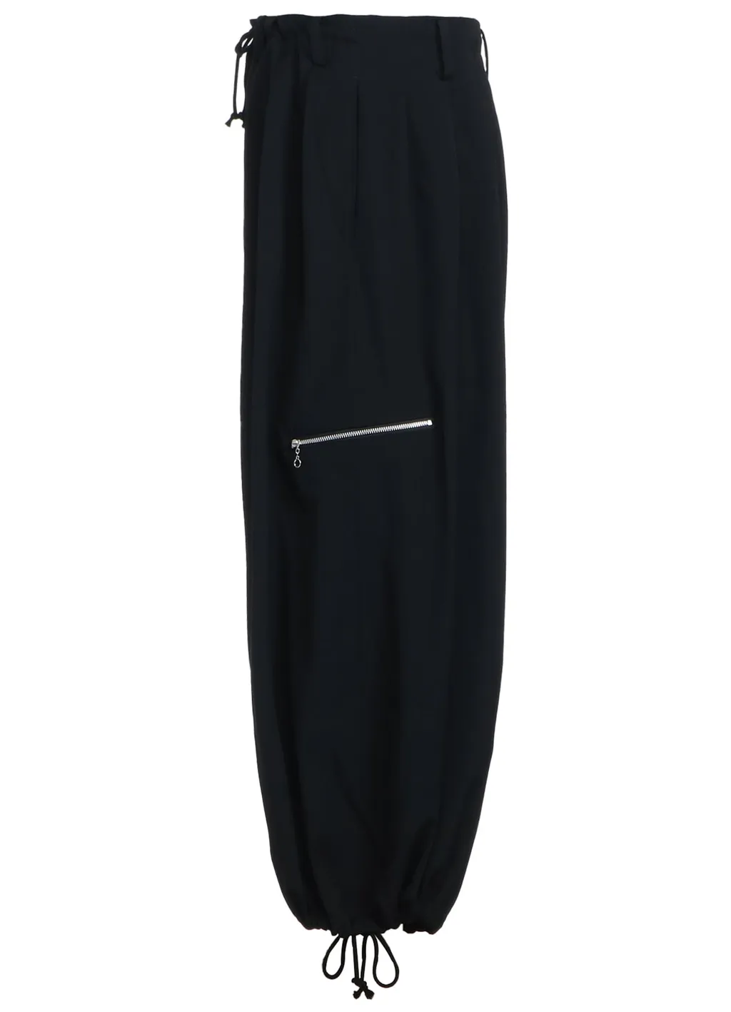 Washer Finished Wool Gabardine Balloon Pants With Zipper Pockets