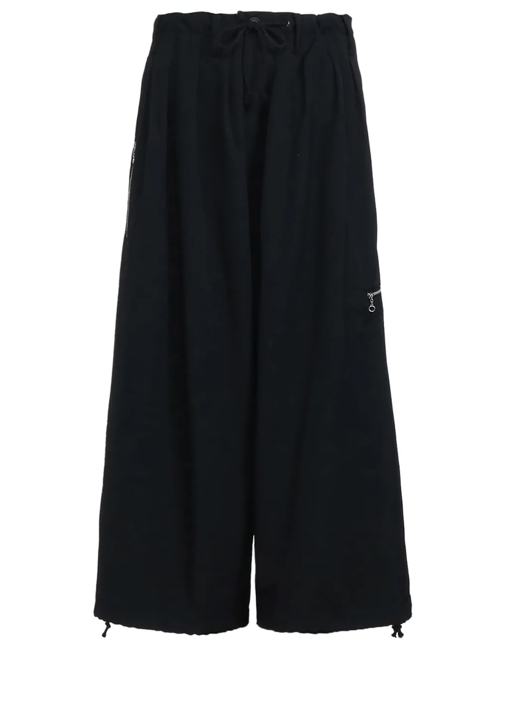 Washer Finished Wool Gabardine Balloon Pants With Zipper Pockets