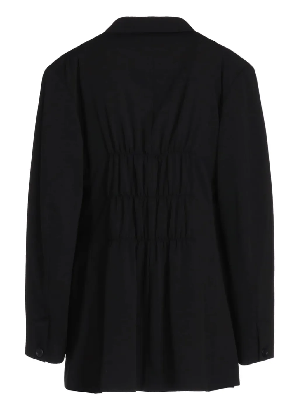 Pe/Rayon Gabardine Stretch Jacket With Gathered Shirring