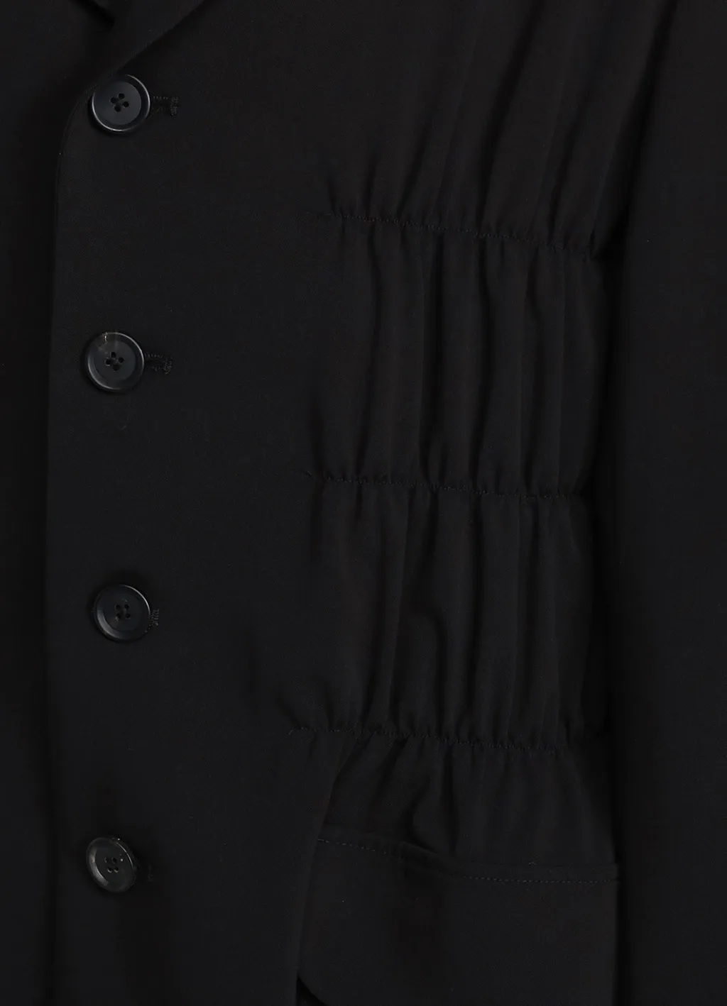 Pe/Rayon Gabardine Stretch Jacket With Gathered Shirring