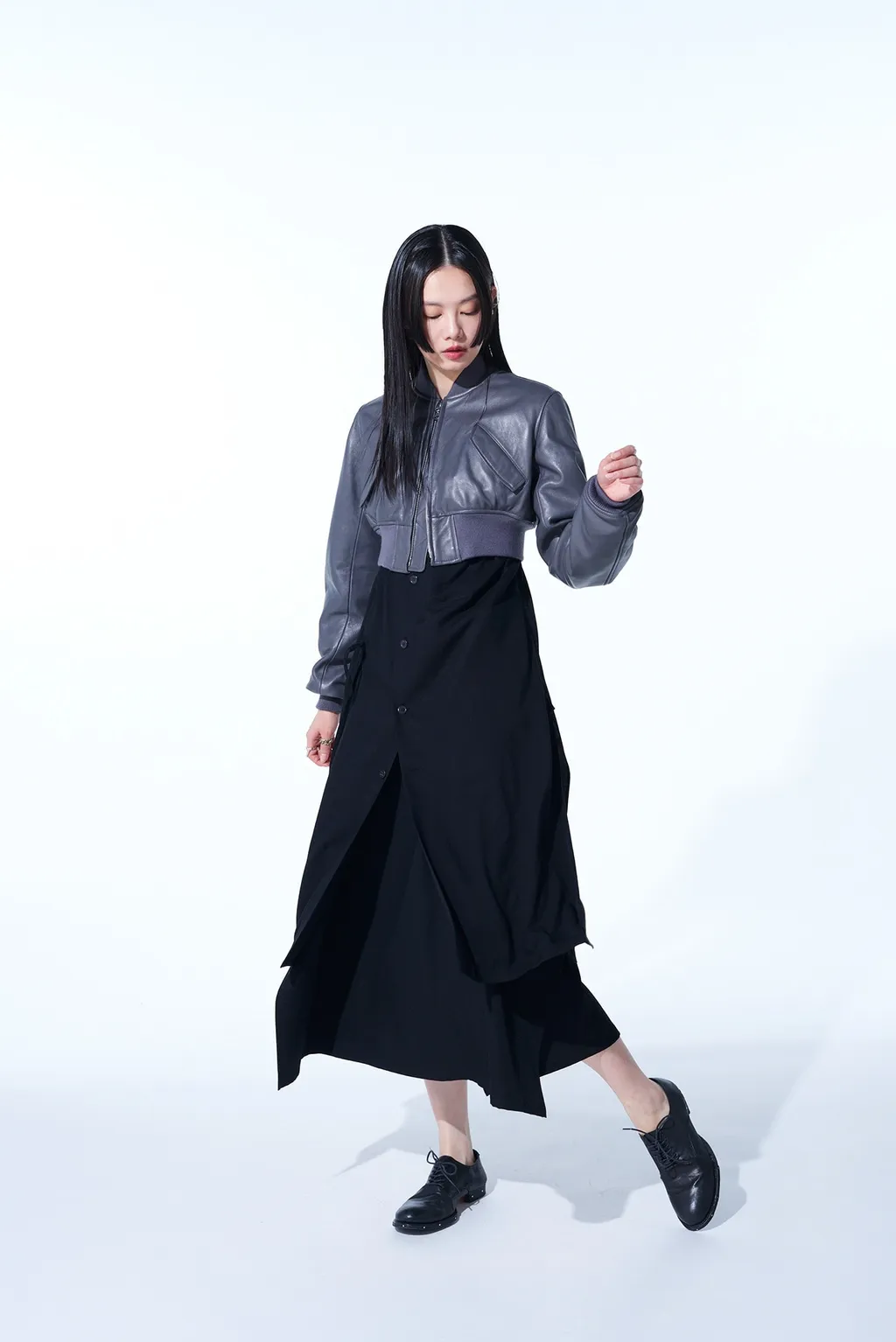 Semi-Vegetable Tanned Sheep Leather Cropped Bomber Jacket