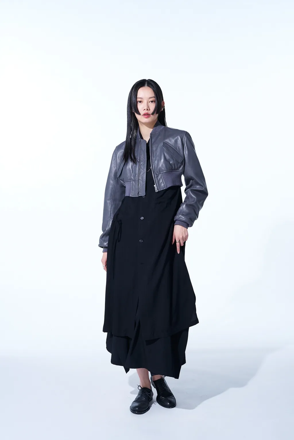 Semi-Vegetable Tanned Sheep Leather Cropped Bomber Jacket