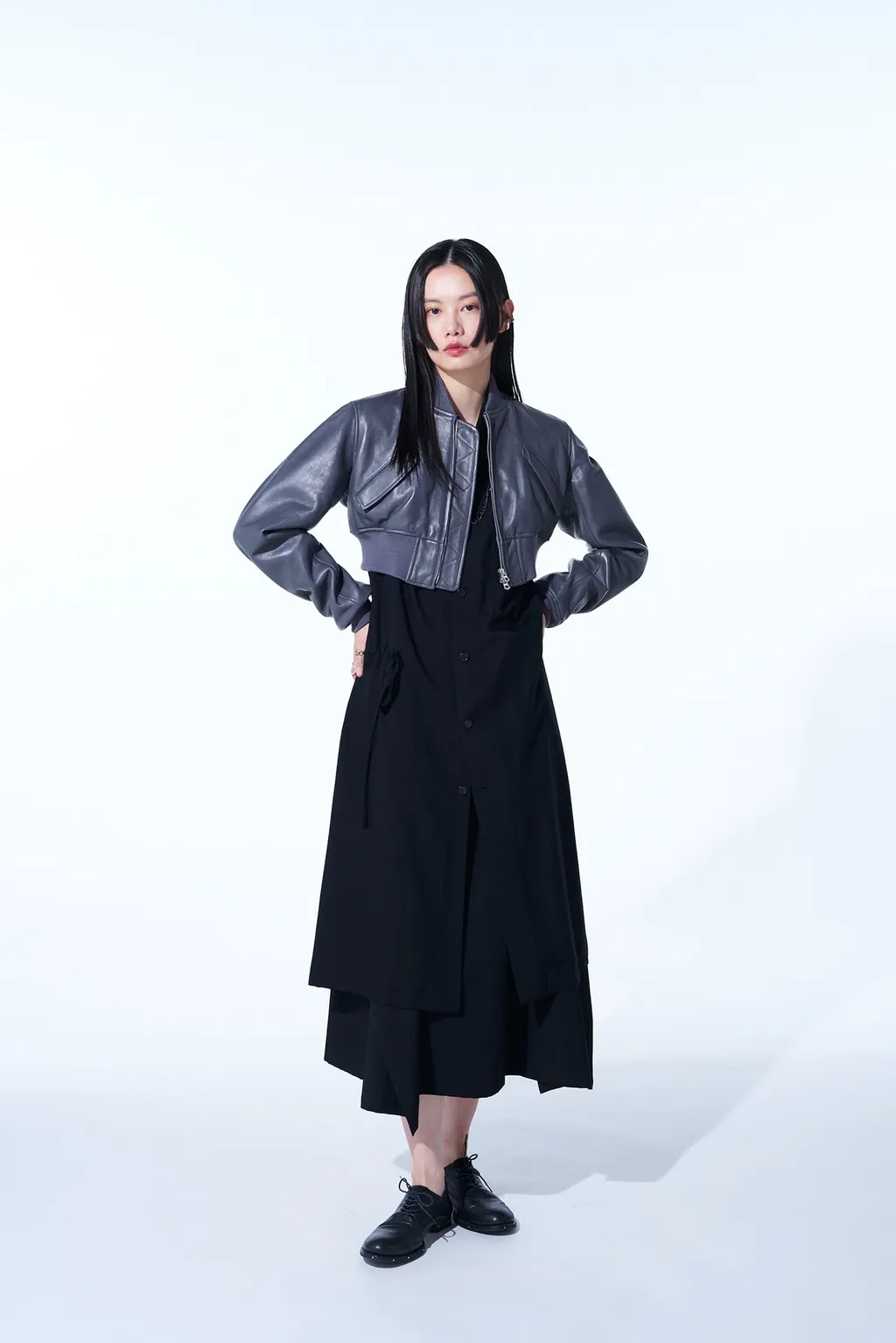 Semi-Vegetable Tanned Sheep Leather Cropped Bomber Jacket