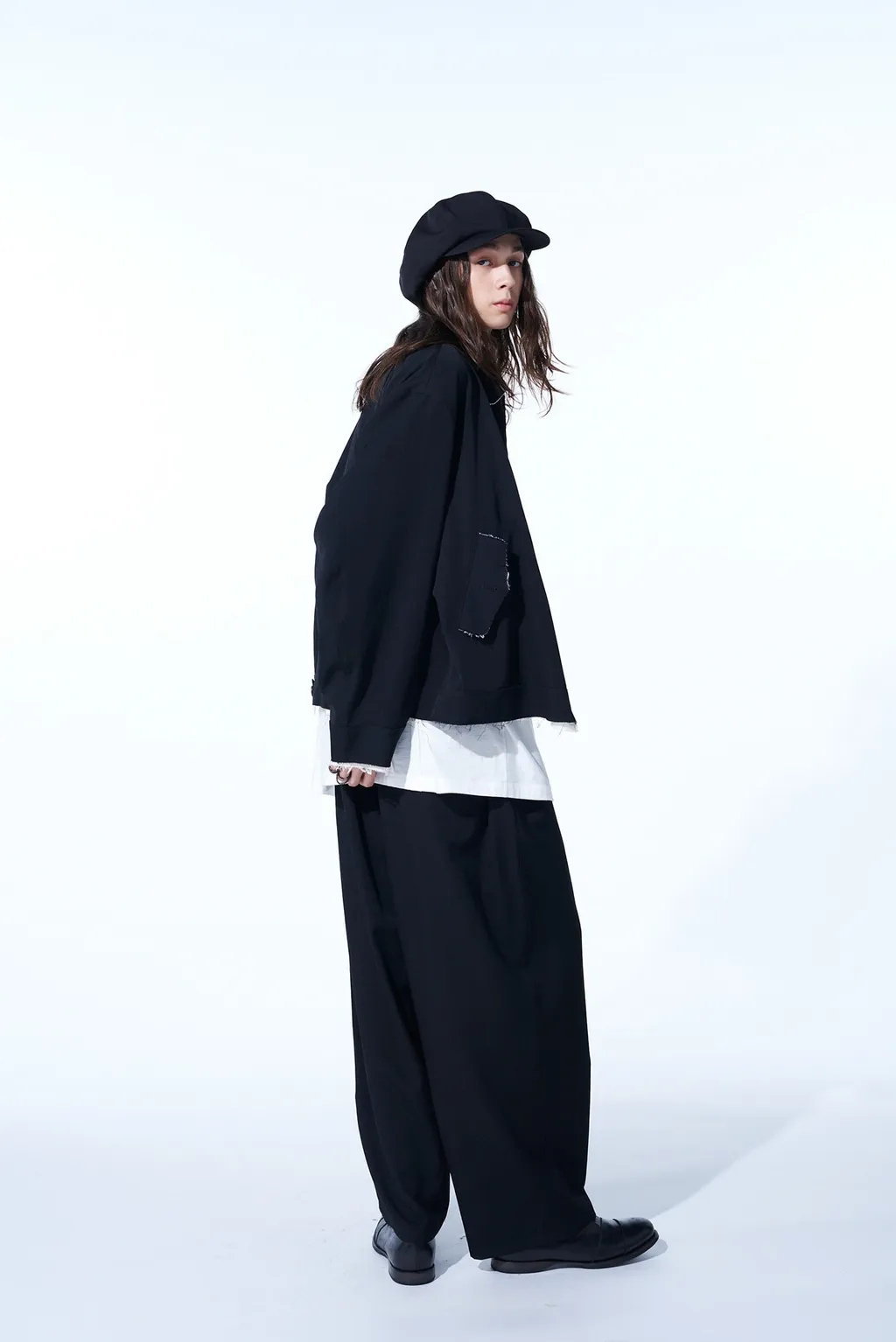 Washer Finished Wool Gabardine Oversized Reversible Blouson With Cut-Out Design