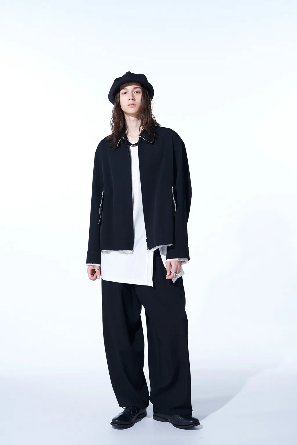 Washer Finished Wool Gabardine Oversized Reversible Blouson With Cut-Out Design