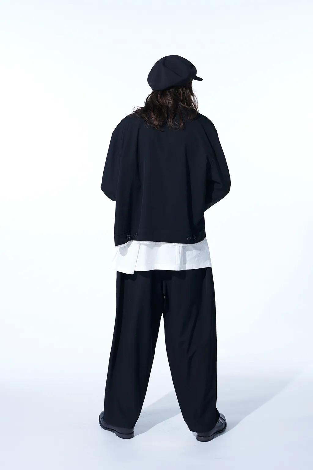 Washer Finished Wool Gabardine Oversized Reversible Blouson With Cut-Out Design