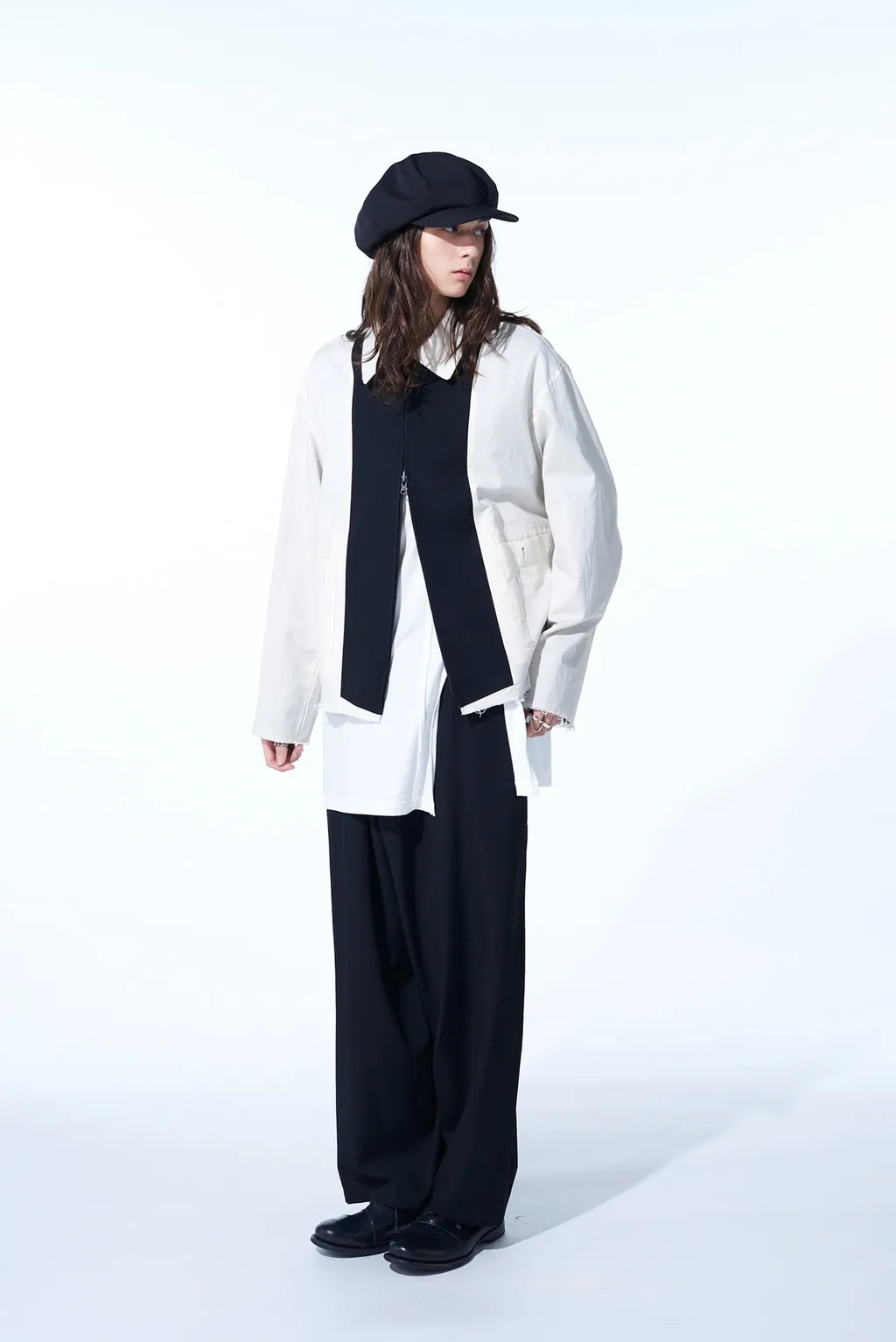 Washer Finished Wool Gabardine Oversized Reversible Blouson With Cut-Out Design