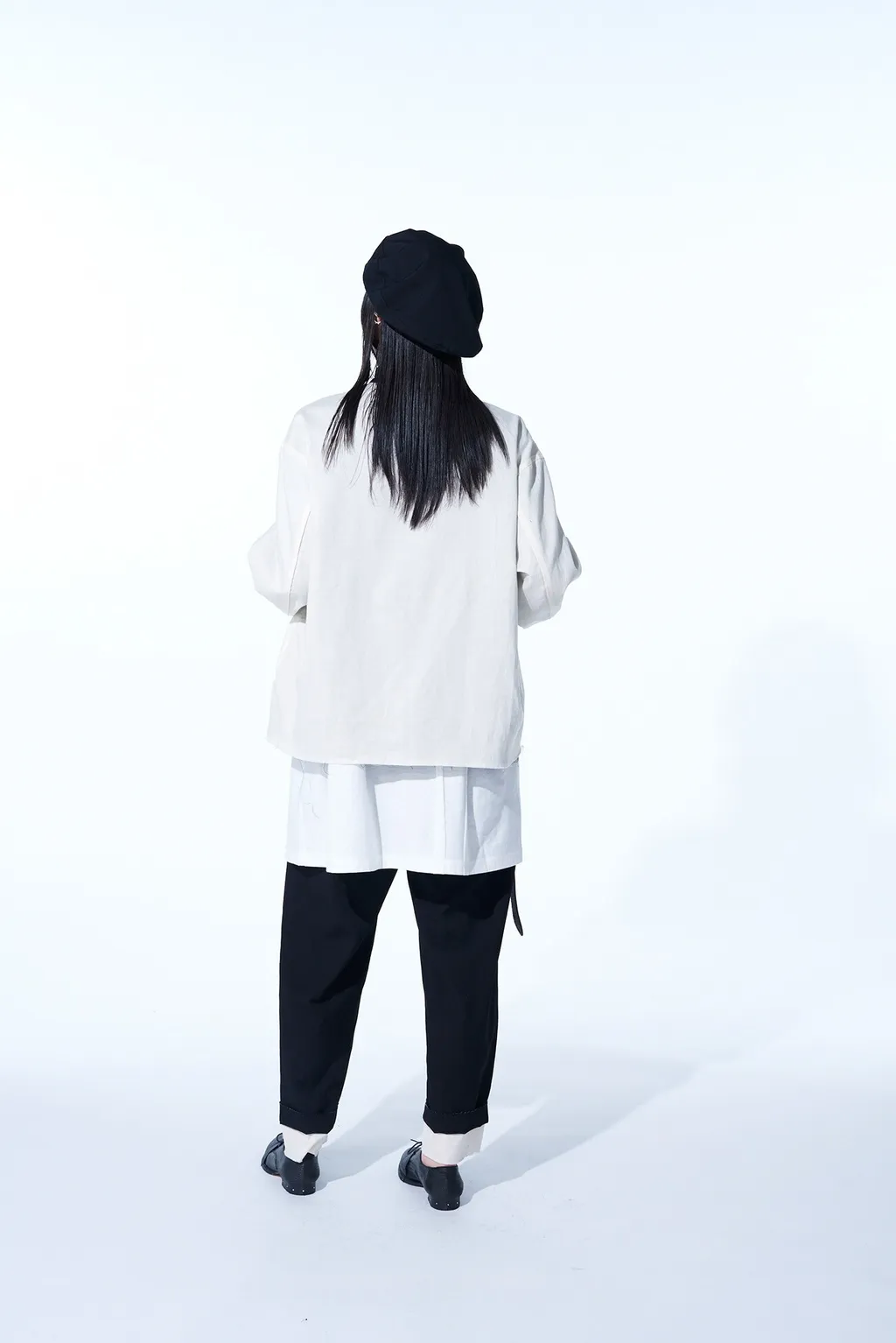 Washer Finished Wool Gabardine Oversized Reversible Blouson With Cut-Out Design