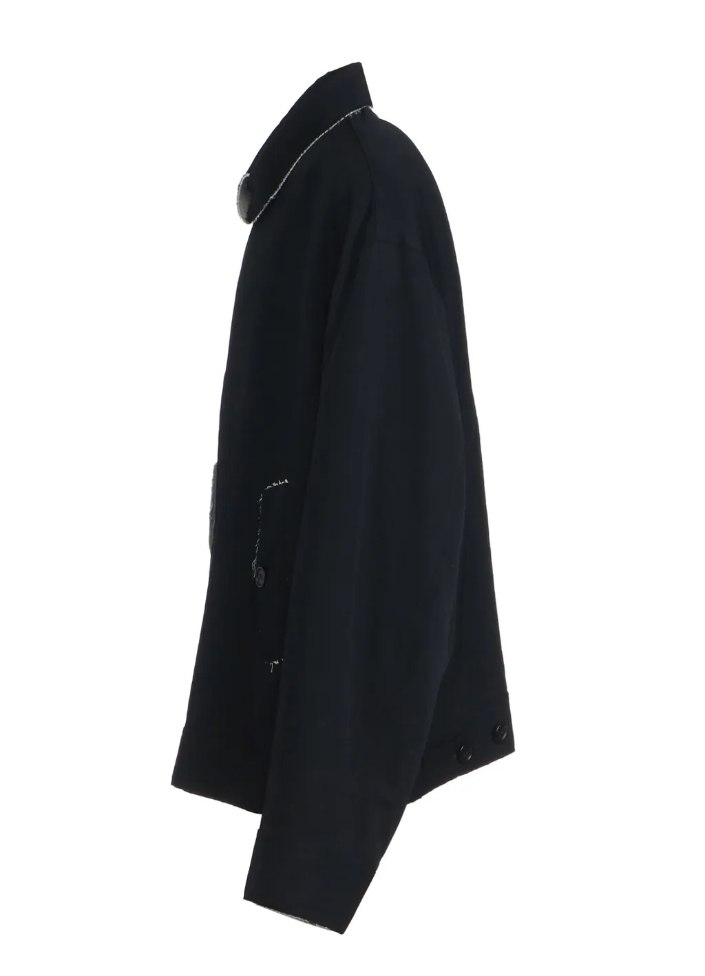 Washer Finished Wool Gabardine Oversized Reversible Blouson With Cut-Out Design