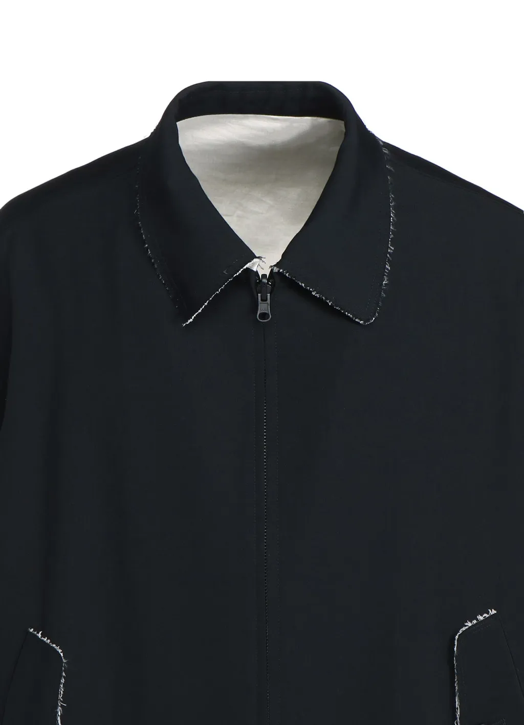 Washer Finished Wool Gabardine Oversized Reversible Blouson With Cut-Out Design