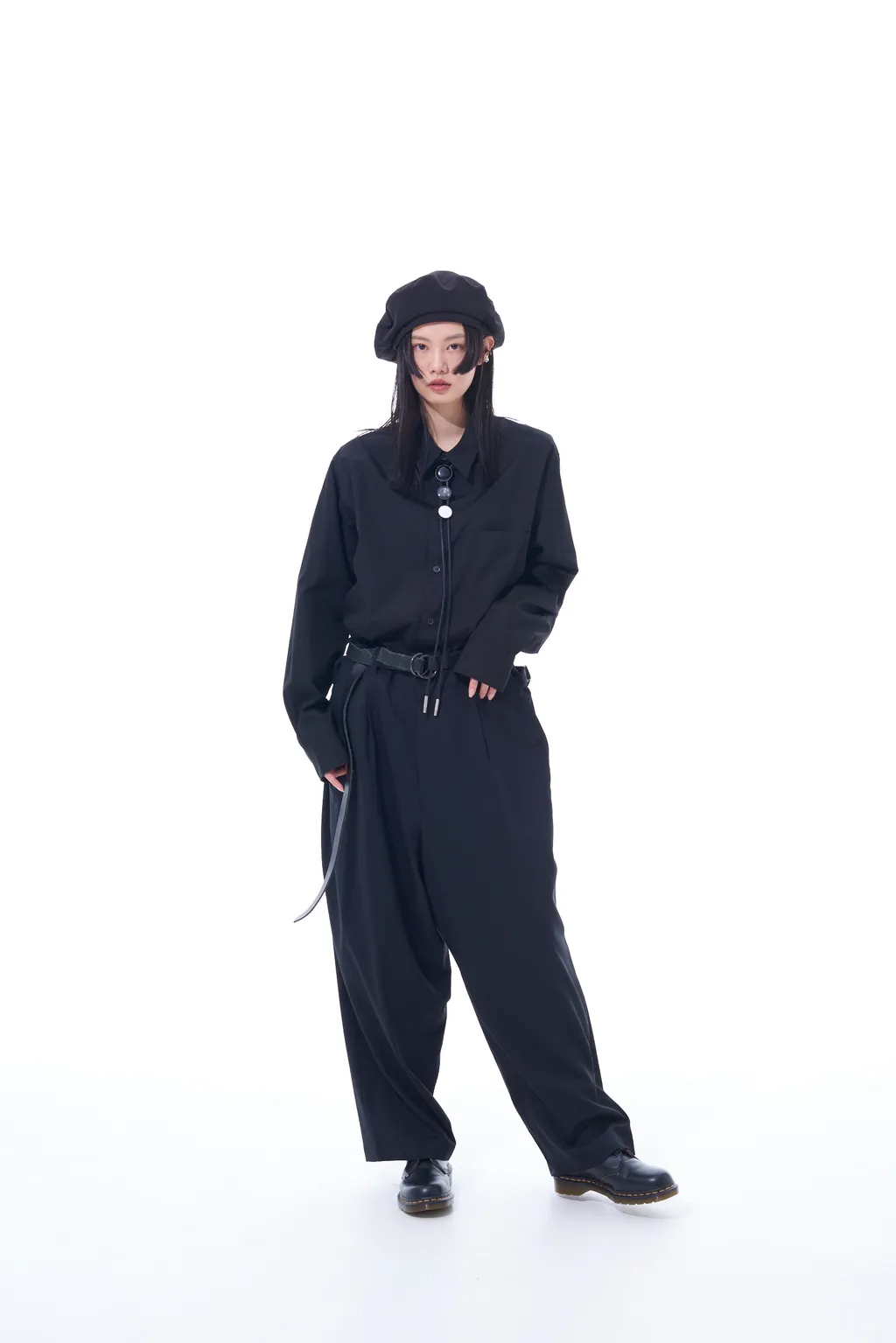 T/W Gabardine Suspender Pants With Triangle Gusset