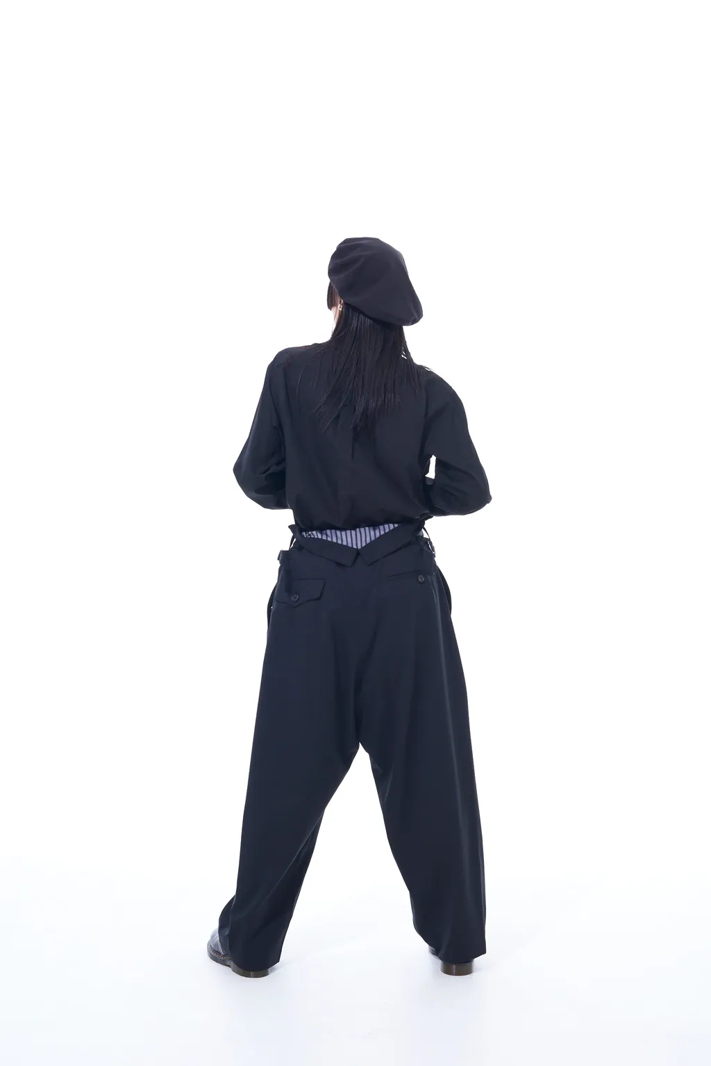 T/W Gabardine Suspender Pants With Triangle Gusset