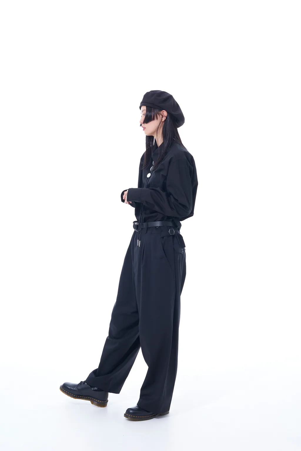T/W Gabardine Suspender Pants With Triangle Gusset