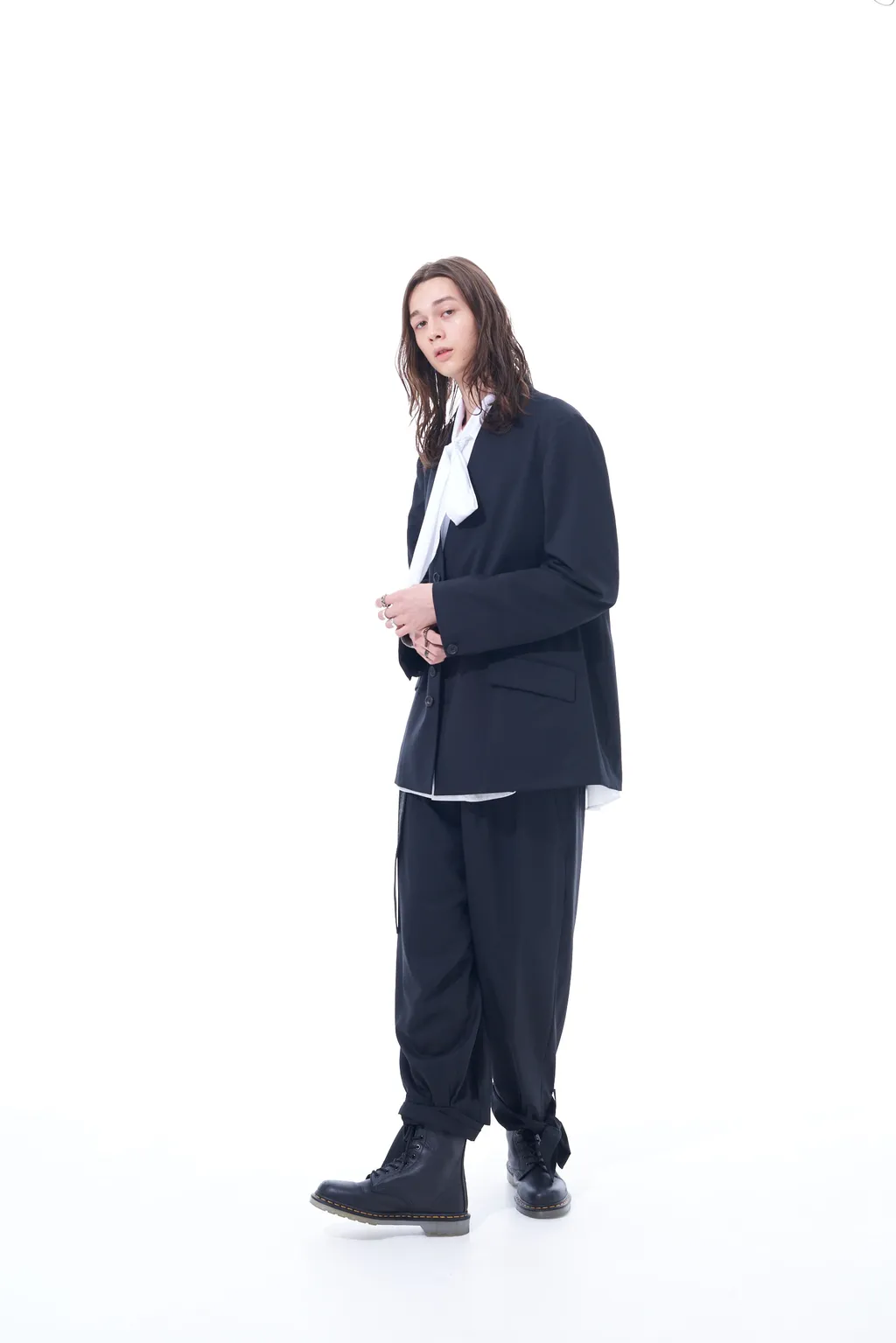 T/W Gabardine Collarless Jacket