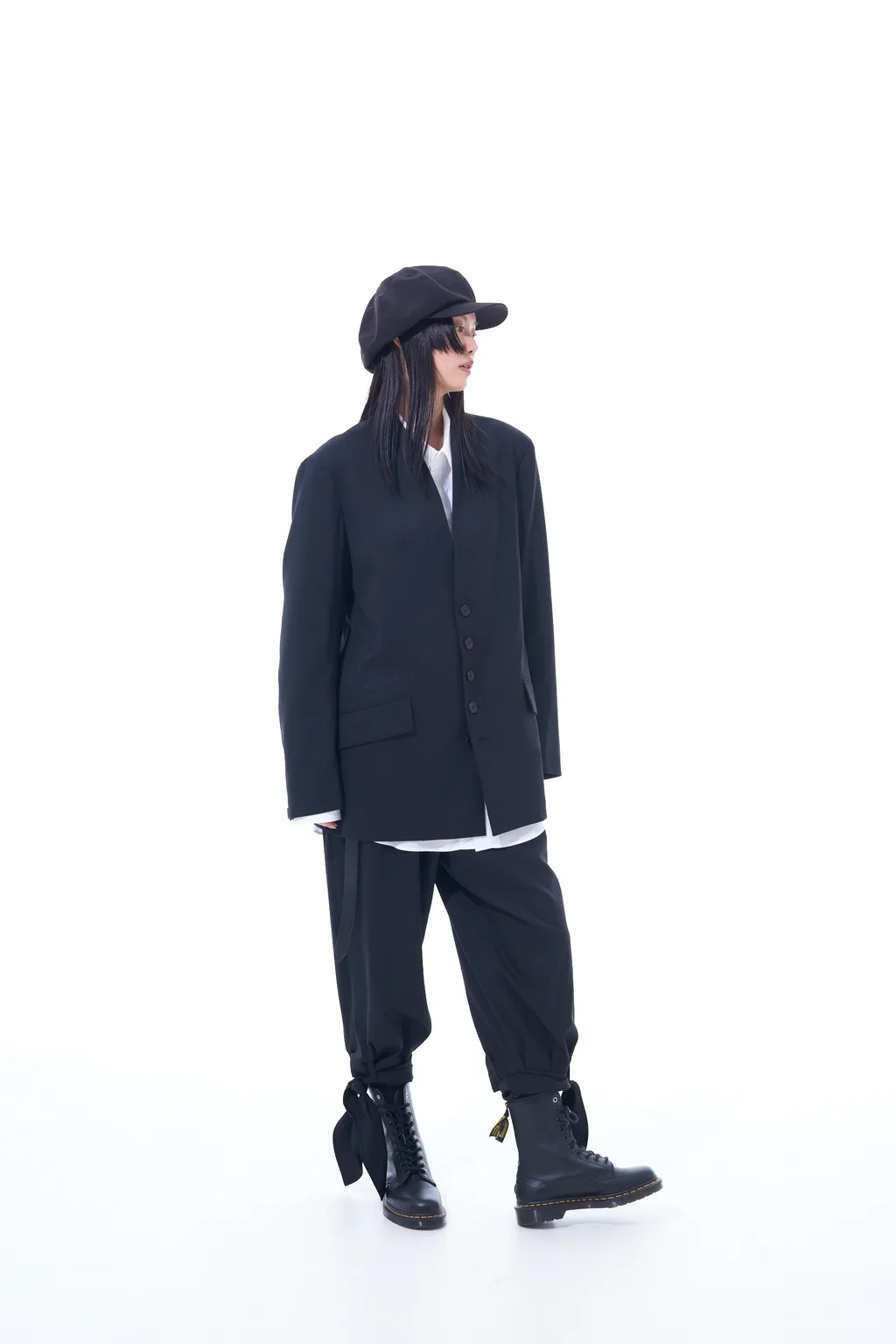 T/W Gabardine Collarless Jacket