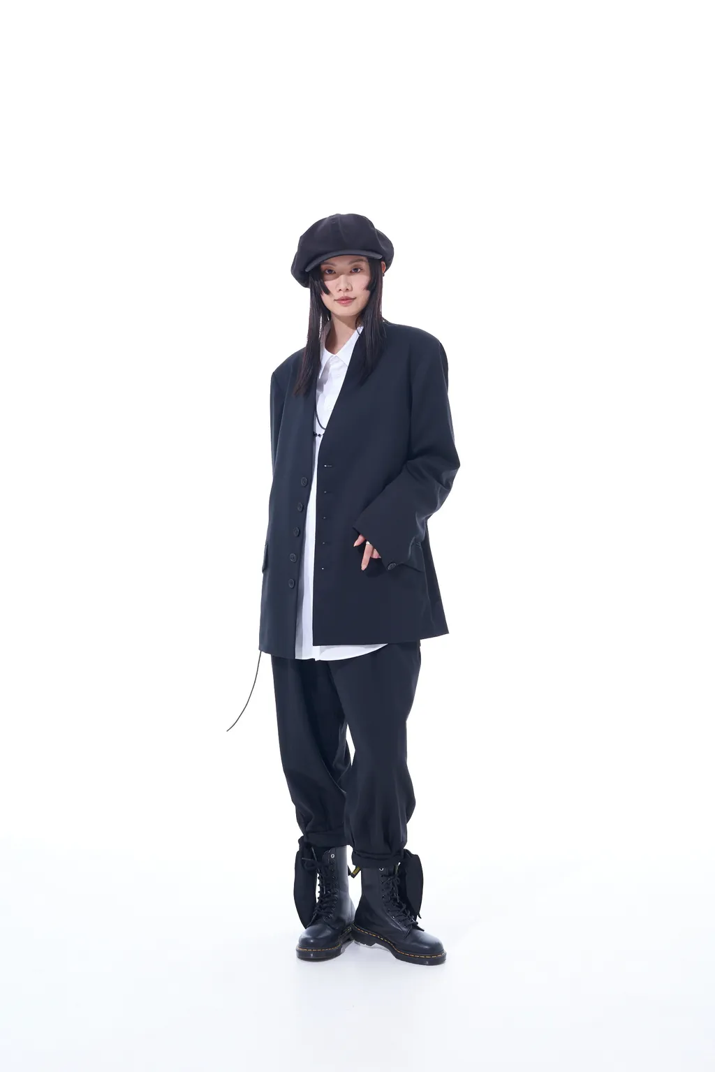 T/W Gabardine Collarless Jacket