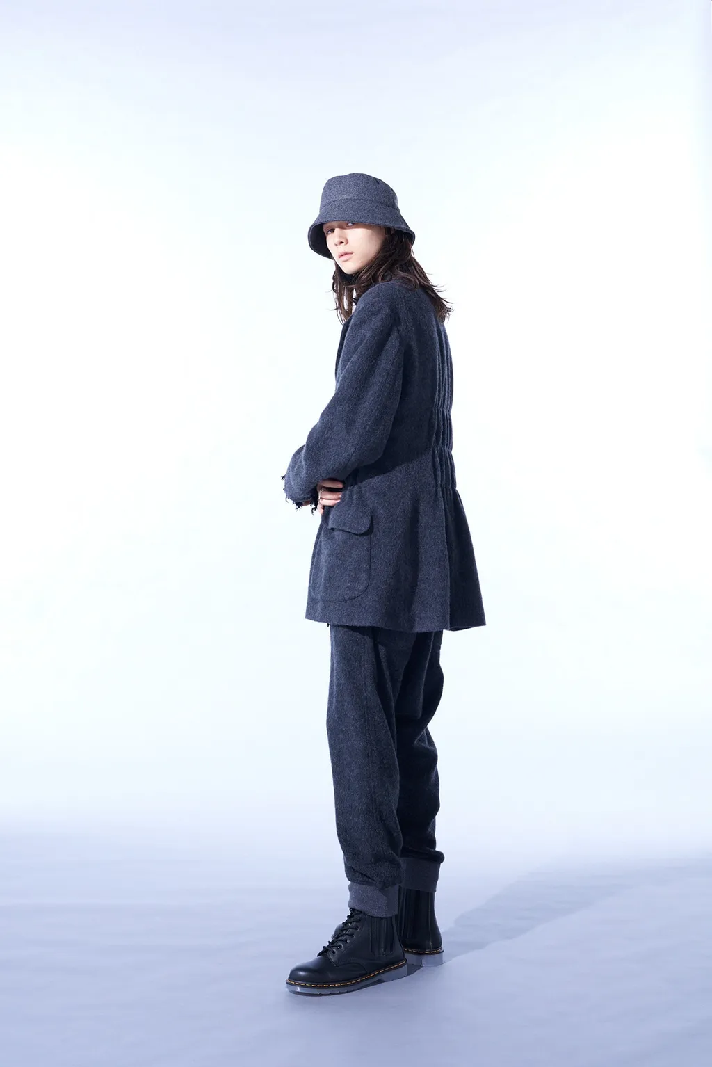 Eco Wool Beaver Jacket With Gathered Shirring