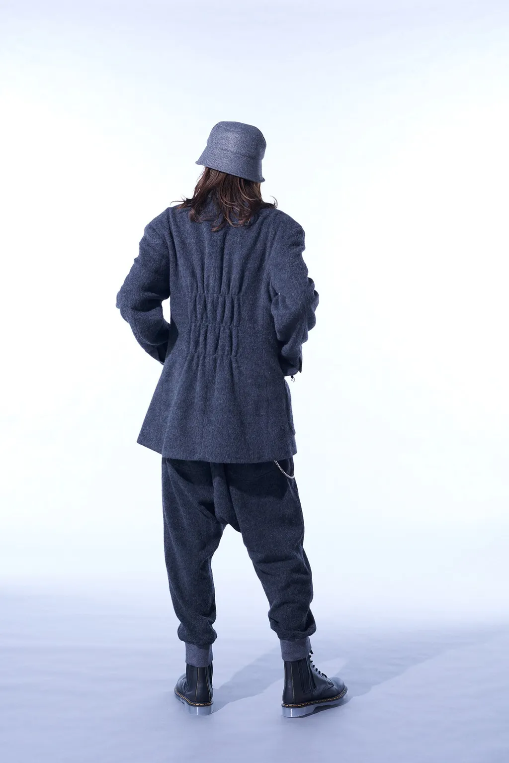 Eco Wool Beaver Jacket With Gathered Shirring