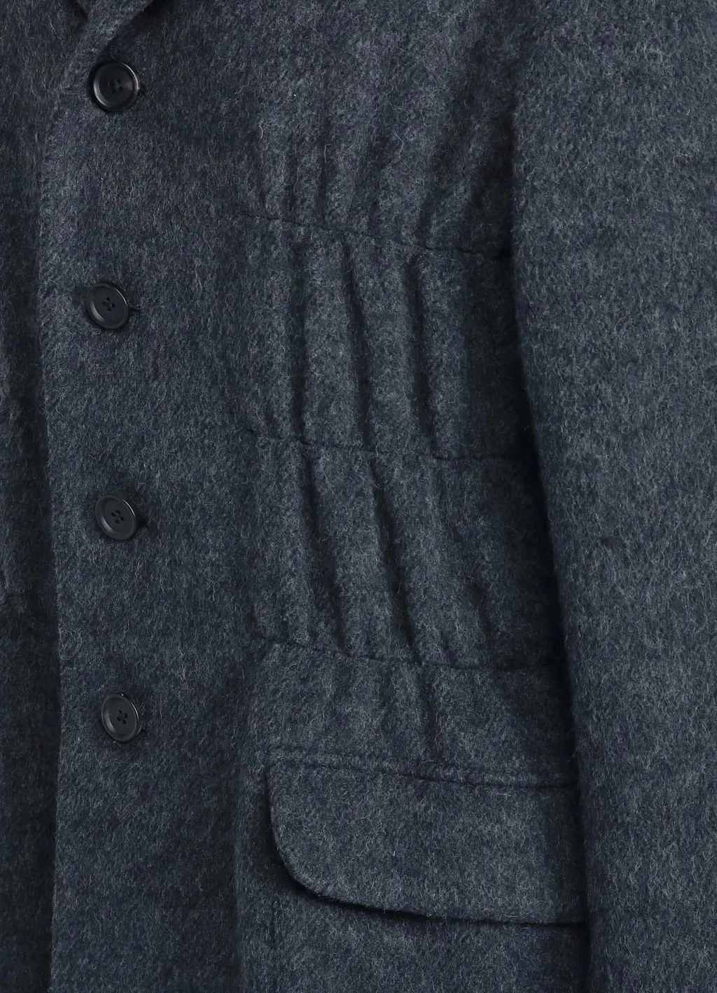 Eco Wool Beaver Jacket With Gathered Shirring