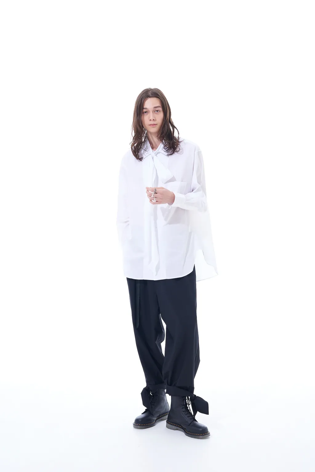T/W Gabardine 2-Tuck Pants With Hem Ties