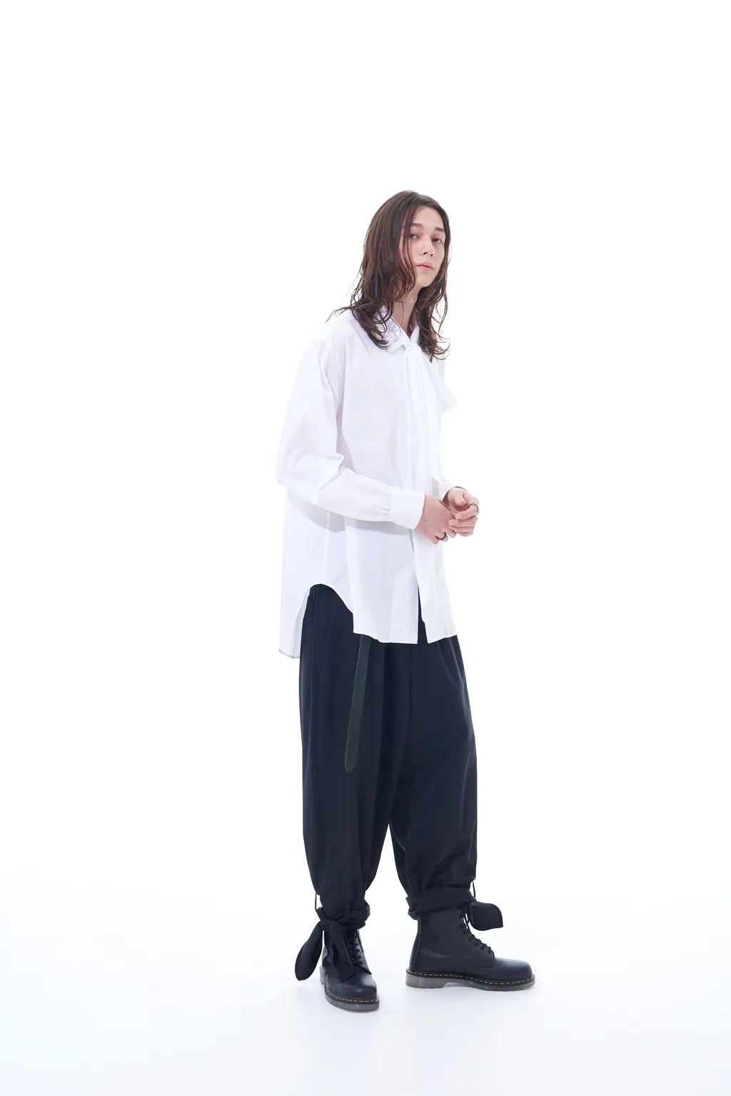 T/W Gabardine 2-Tuck Pants With Hem Ties
