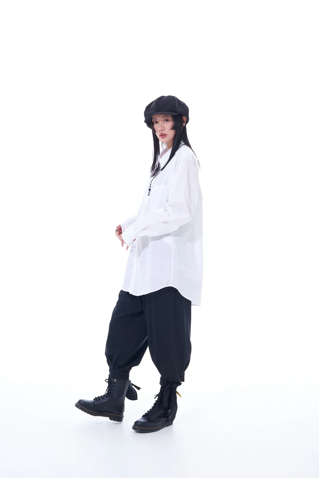 T/W Gabardine 2-Tuck Pants With Hem Ties