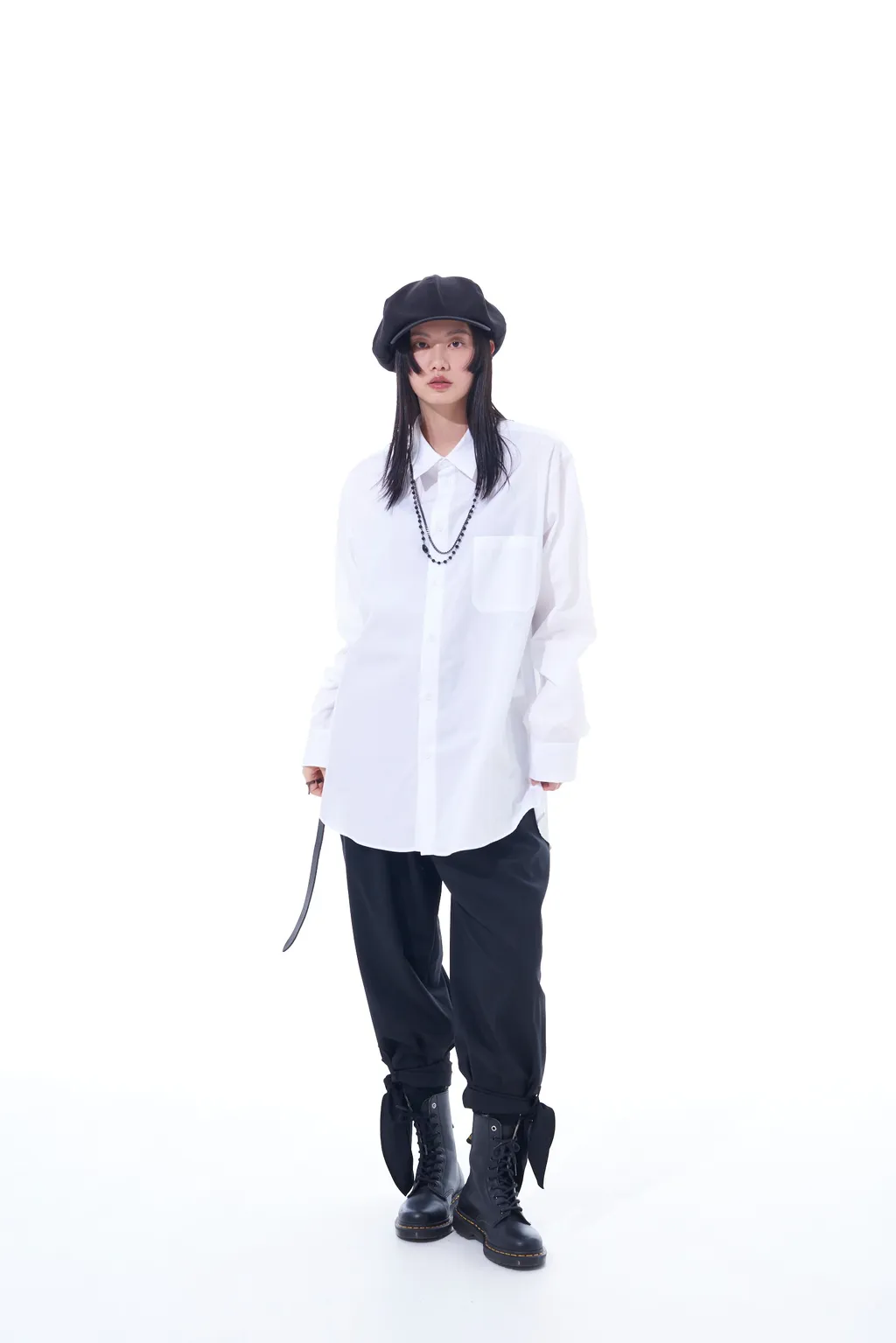 T/W Gabardine 2-Tuck Pants With Hem Ties