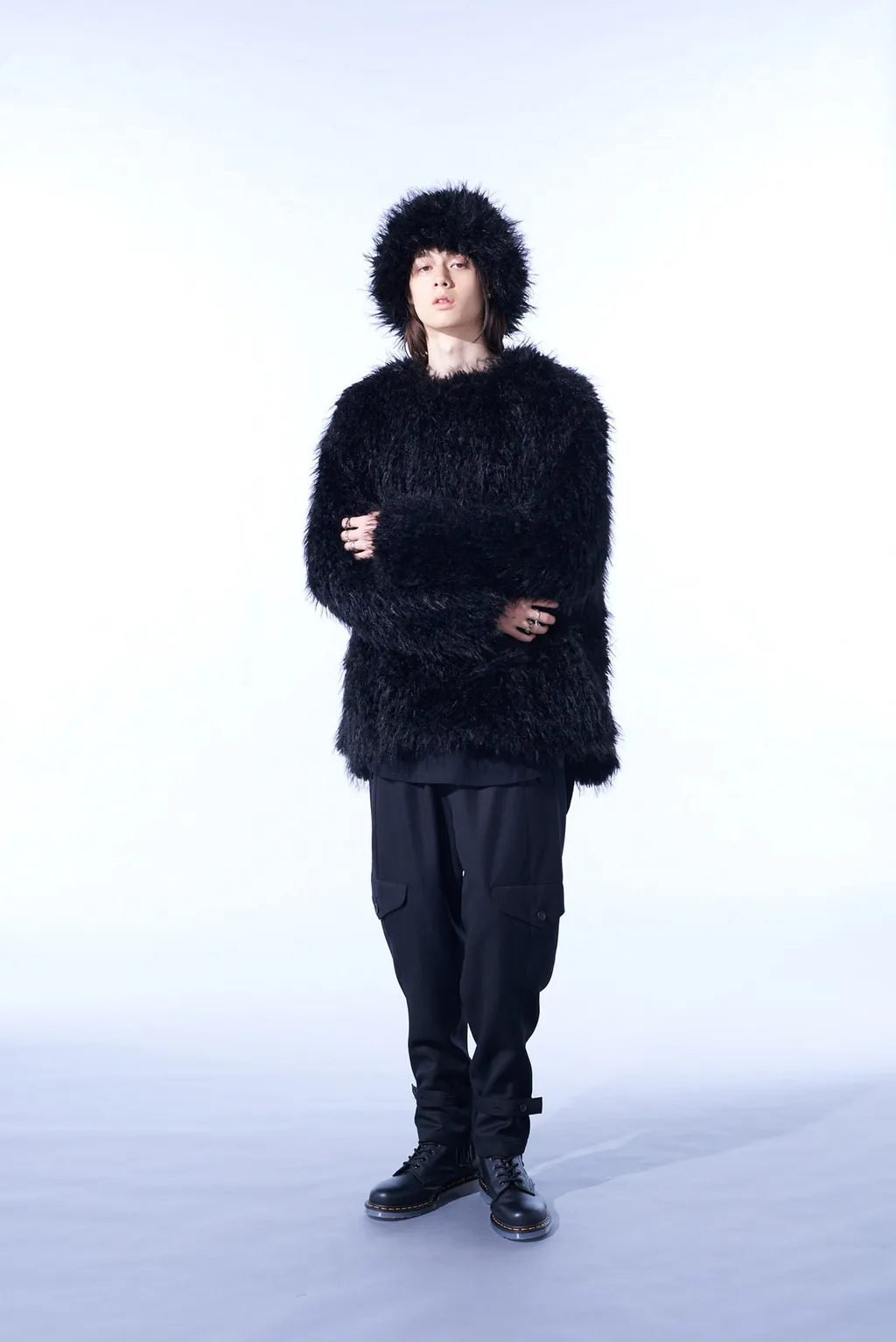 Shaggy Fur Crew Neck Pullover