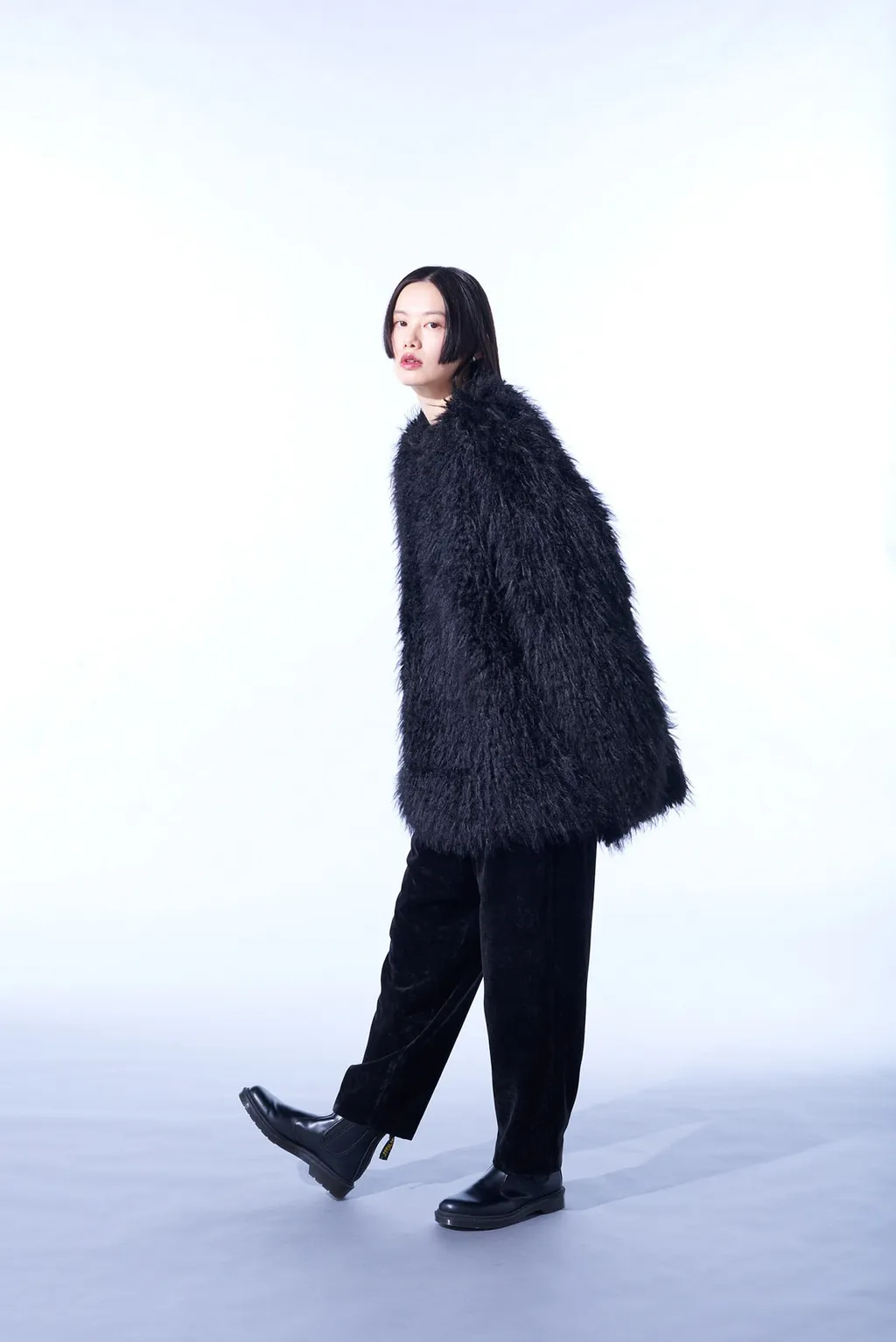 Shaggy Fur Crew Neck Pullover