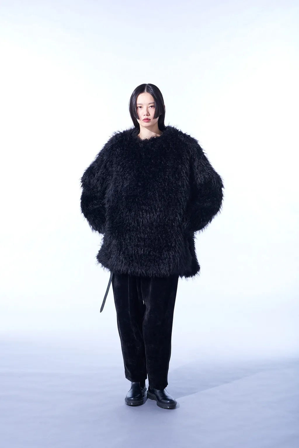 Shaggy Fur Crew Neck Pullover