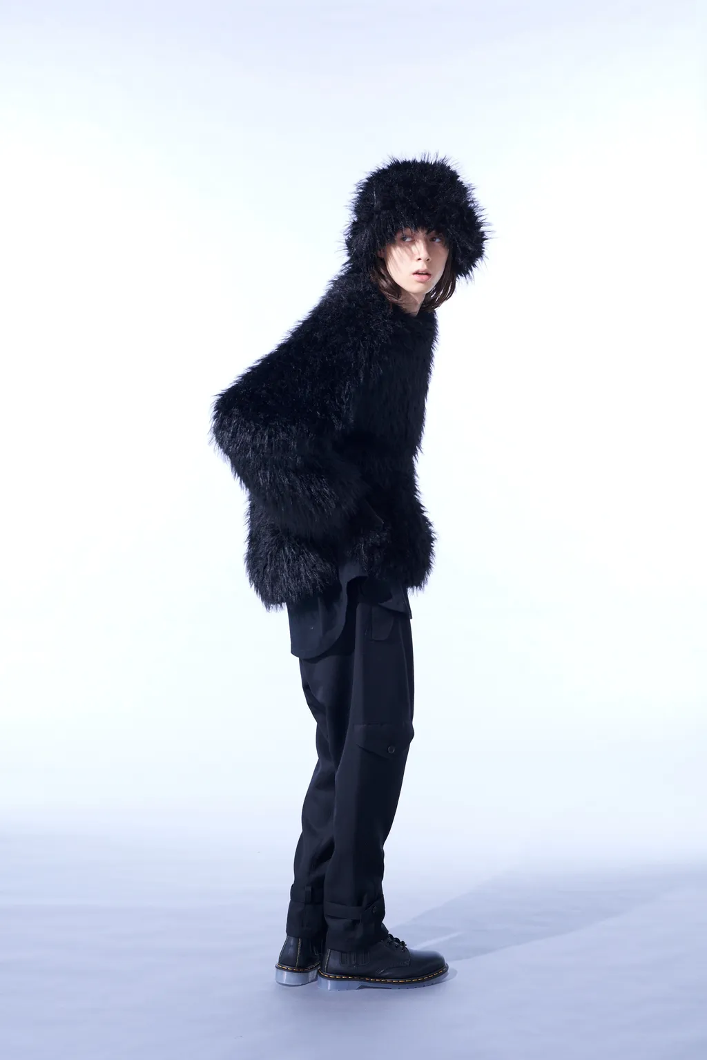 Shaggy Fur Crew Neck Pullover