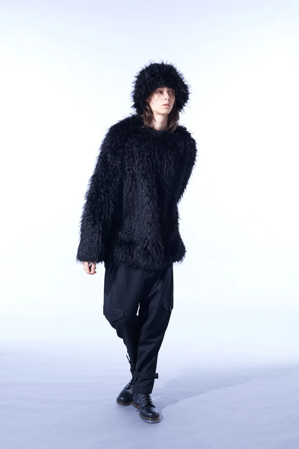 Shaggy Fur Crew Neck Pullover