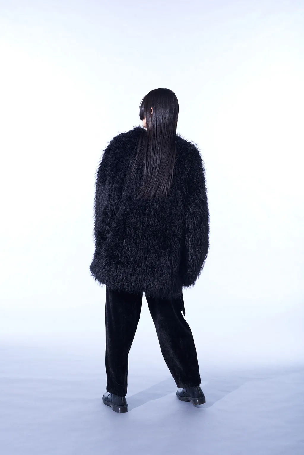 Shaggy Fur Crew Neck Pullover