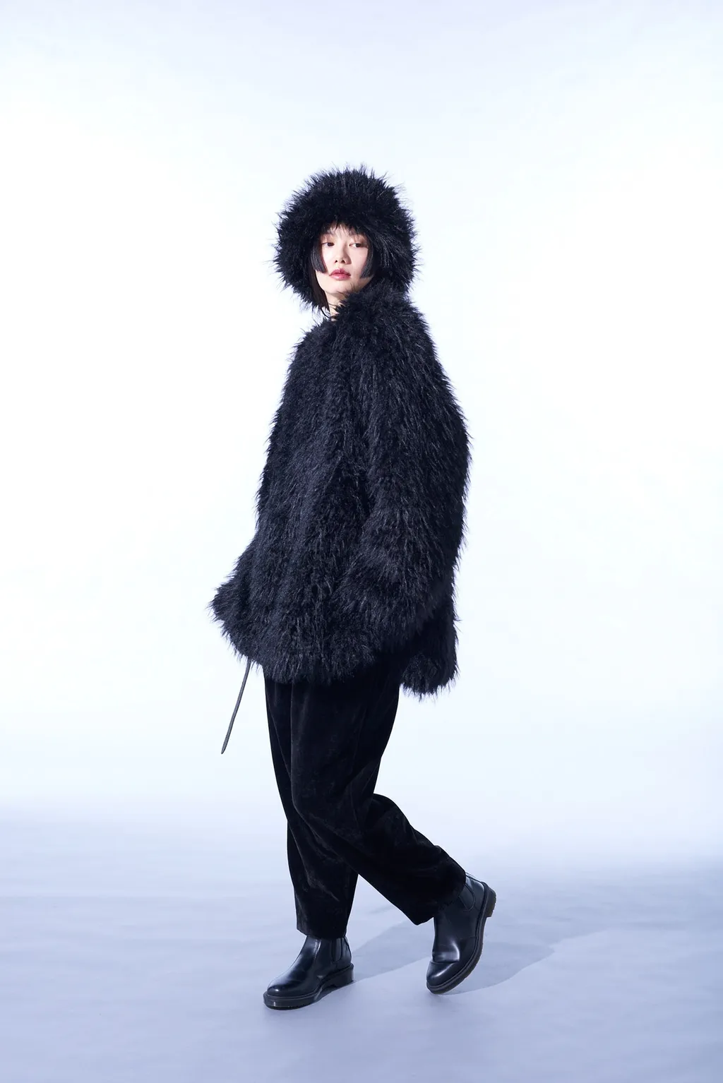 Shaggy Fur Crew Neck Pullover
