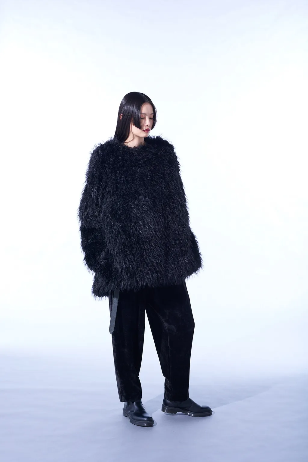 Shaggy Fur Crew Neck Pullover