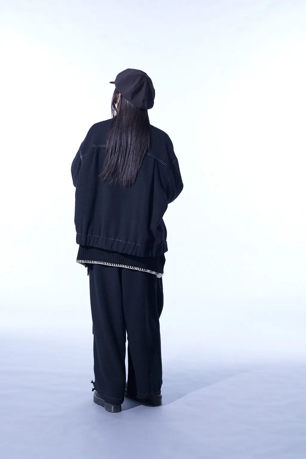 Eco Wool Beaver White Stitch Cargo Pants With Asymmetrical Pockets
