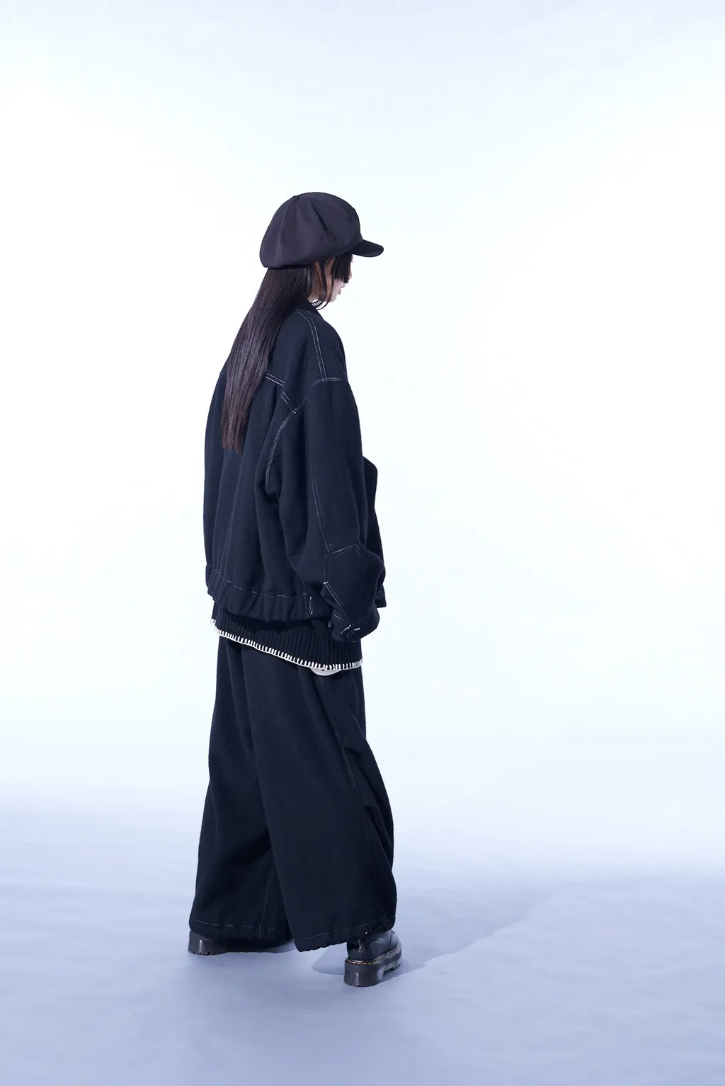 Eco Wool Beaver White Stitch Cargo Pants With Asymmetrical Pockets