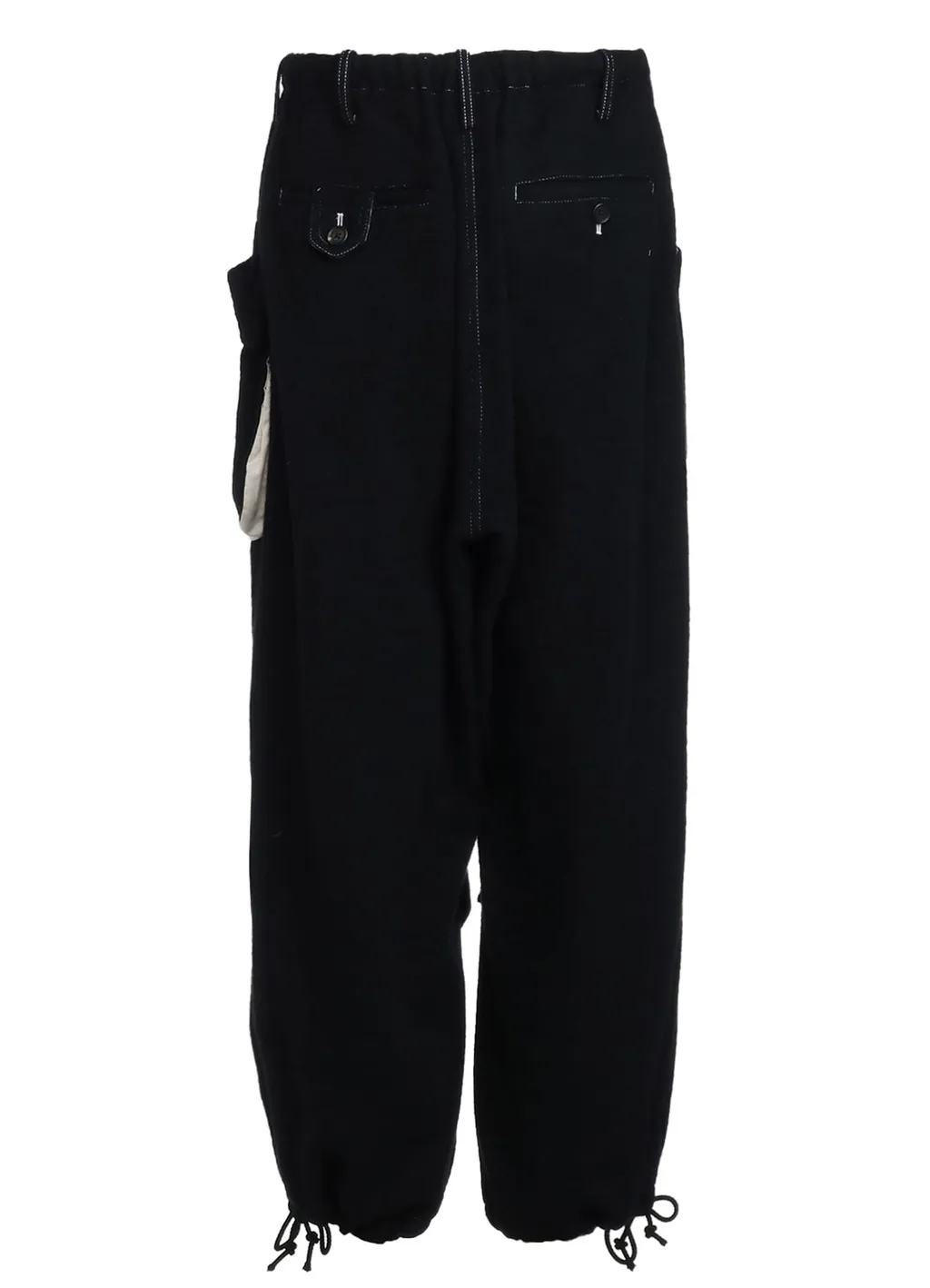 Eco Wool Beaver White Stitch Cargo Pants With Asymmetrical Pockets