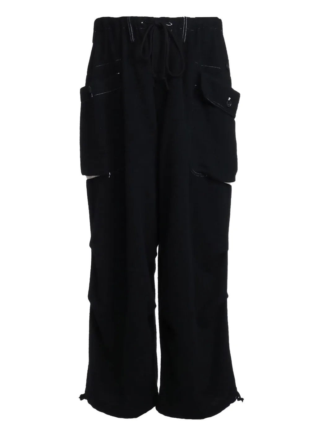 Eco Wool Beaver White Stitch Cargo Pants With Asymmetrical Pockets