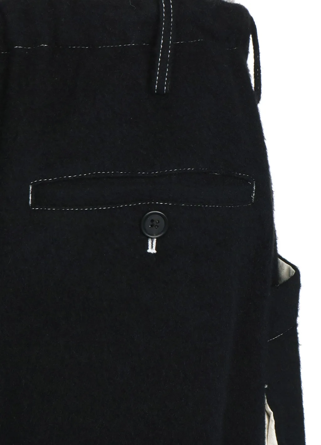 Eco Wool Beaver White Stitch Cargo Pants With Asymmetrical Pockets